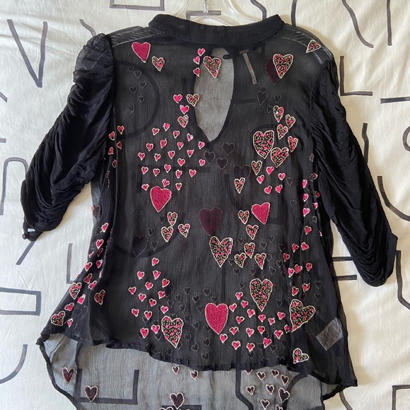 Free People Tops - NWOT Sheer FP Heart Sequins Top 💕